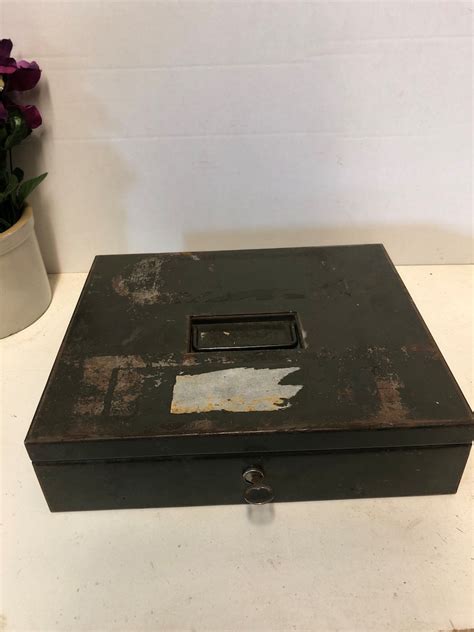 metal post box money box|Antique Post Office Metal Money Storage Box, W/lock .